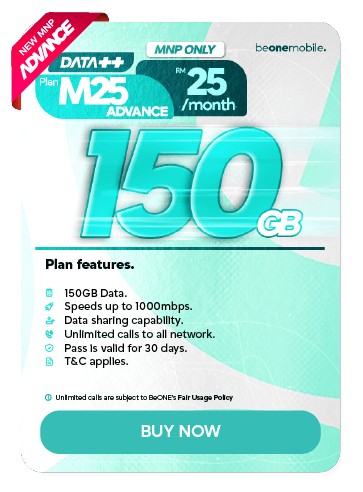 Pelan M25 Advance MNP 150GB Beone Mobile
