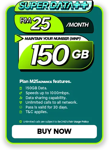 Pelan M25 Advance MNP 150GB Beone Mobile